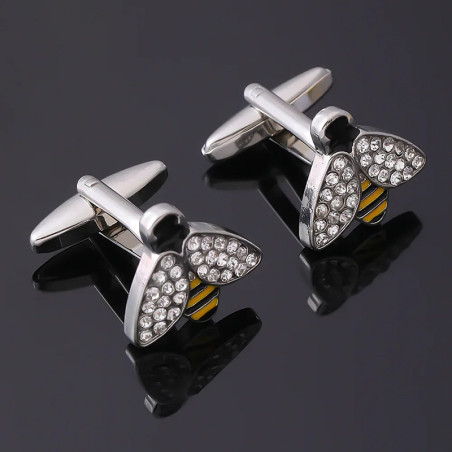 Boutons de Manchette Abeille Cristal | Bijou Homme Élégant
