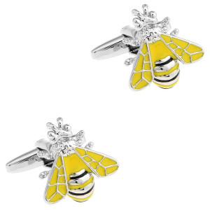 Boutons de Manchette Abeille Jaune | Bijoux Nature Uniques