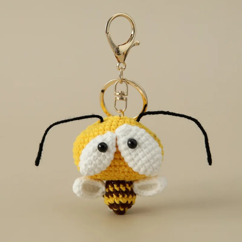 Cute Crochet Bee Keychain with Big Eyes - Unique Handmade Gift