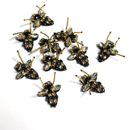 10-Piece Golden Bee Patch Set | Cute Rhinestone Appliques