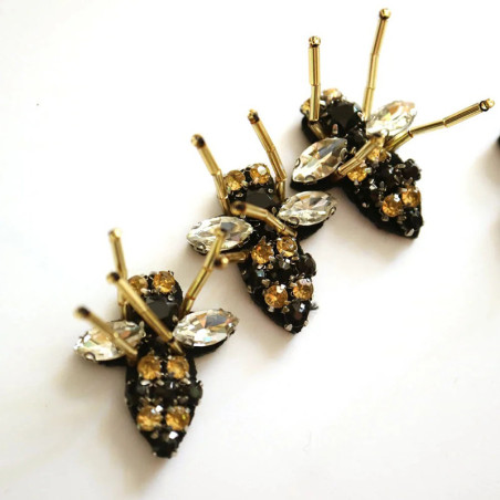10-Piece Golden Bee Patch Set | Cute Rhinestone Appliques