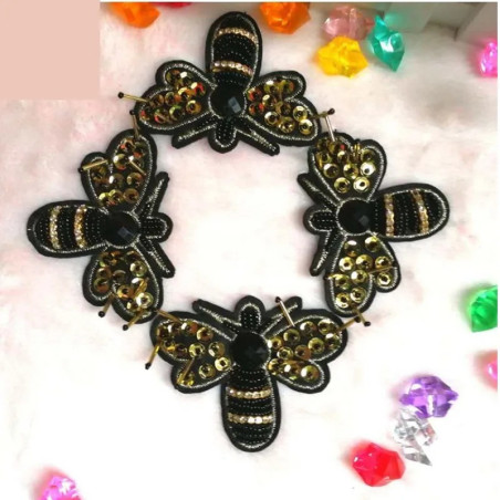 Gold Rhinestone Bee Patch | Cute Sew-On Appliqué for DIY