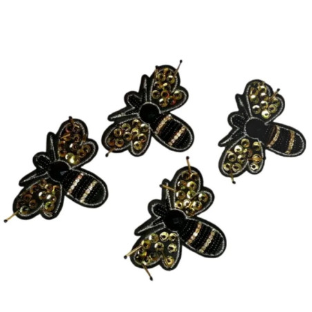 Toppa Ape Ricamata Dorata con Strass - Accessorio Fai da Te!