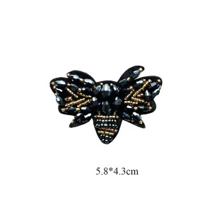 Elegant Black Bee Patch with Rhinestones & Gold | DIY Gift