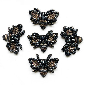Écusson Abeille Noire Élégant Strass & Or | Idée Cadeau DIY