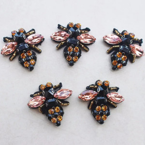 Joli Écusson Abeille Rose en Strass pour Couture DIY | Lot de 5