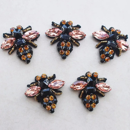 Glitzer Bienen Aufnäher Rosa Strass für DIY & Nähen