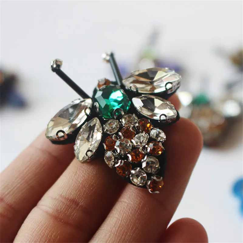 Strass Bienen Aufnäher "Kaiserlicher Smaragd" - 10er-Set