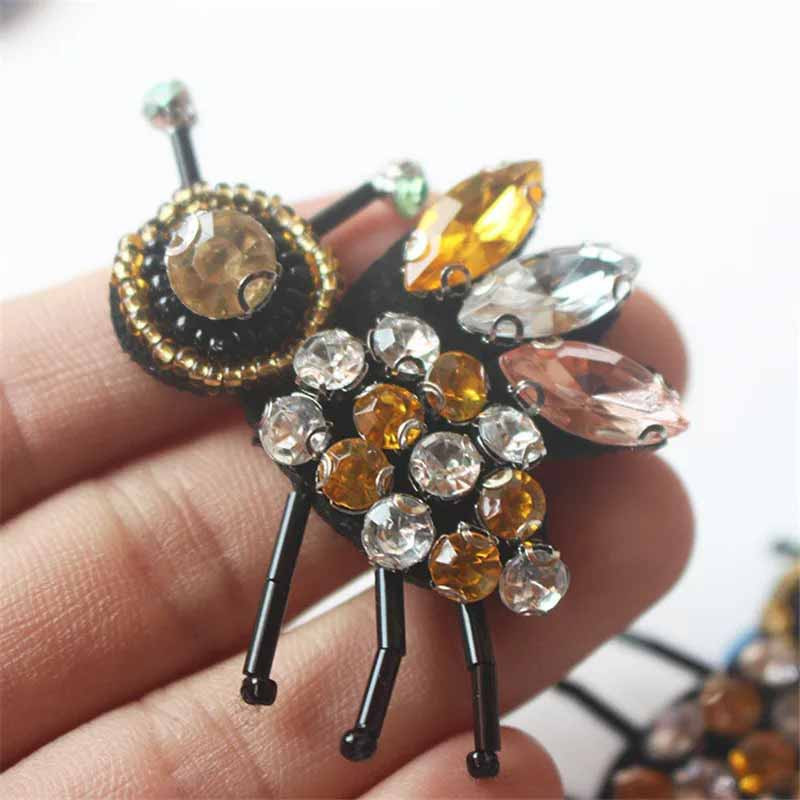 Lot de 10 Écussons Abeille Strass "Soleil Étincelant"