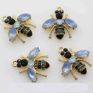 Jolis Boutons Abeille Effet Opale & Strass - Lot de 10