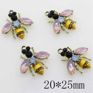 Bouton Abeille "Éclat de Pétale" - Cristal Rose & Strass Doré