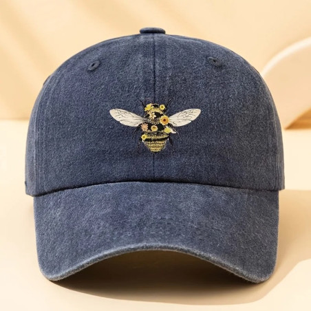 Cute Floral Bee Hat - Embroidered Cotton Cap | Hive Blossom