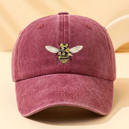 Cute Floral Bee Hat - Embroidered Cotton Cap | Hive Blossom