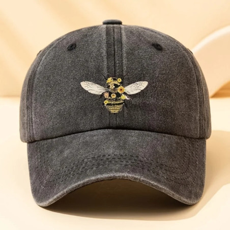 Cute Floral Bee Hat - Embroidered Cotton Cap | Hive Blossom