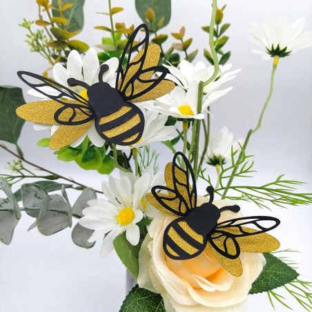 Stickers Muraux Abeilles Pailletées | Déco Nature Or & Noir