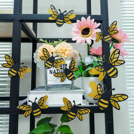 Stickers Muraux Abeilles Pailletées | Déco Nature Or & Noir