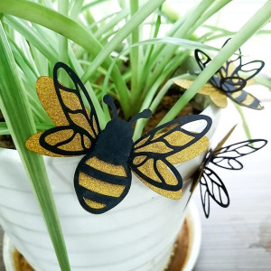 Stickers Muraux Abeilles Pailletées | Déco Nature Or & Noir