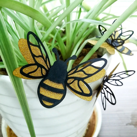Stickers Muraux Abeilles Pailletées | Déco Nature Or & Noir