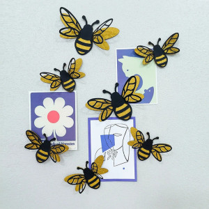 Stickers Muraux Abeilles Pailletées | Déco Nature Or & Noir