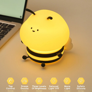 Veilleuse Abeille LED Enfant | Tactile & Intensité Réglable