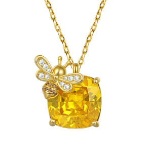 Collier Abeille Dorée avec Pendentif Cristal Jaune | Cadeau