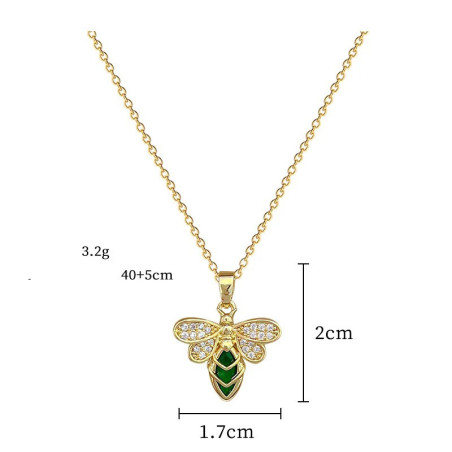 Goldene Bienenkette mit Smaragd - Einzigartiges Geschenk