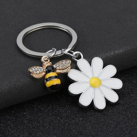 Porte-clés Abeille & Pâquerette Scintillant - Bijou de Sac