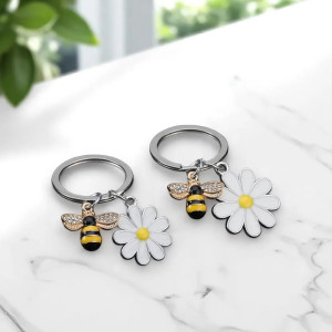 Porte-clés Abeille & Pâquerette Scintillant - Bijou de Sac