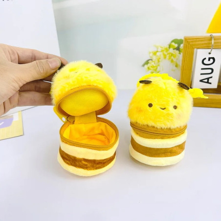Porte-Clé Peluche Abeille Kawaii | Breloque & Pochette Mignonne