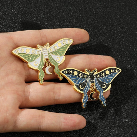 Cute Moon Phases Butterfly Enamel Pin | Celestial Jewelry