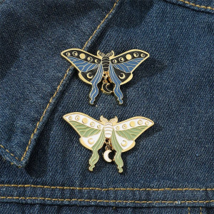 Cute Moon Phases Butterfly Enamel Pin | Celestial Jewelry
