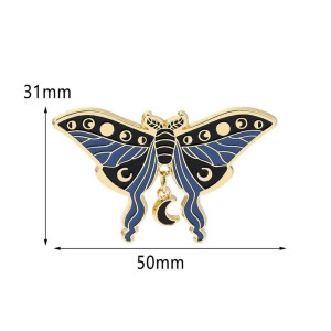 Cute Moon Phases Butterfly Enamel Pin | Celestial Jewelry