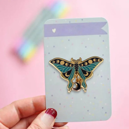 Lunar Dance Butterfly Pin | Celestial Enamel Jewelry Gift