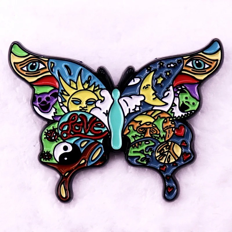 Pin's Papillon Amour & Cosmos | Cadeau Psychédélique Unique