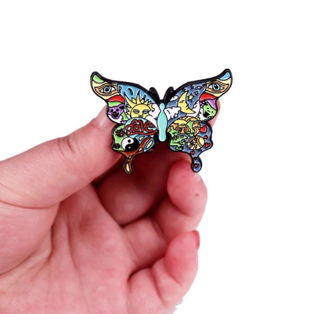Love & Cosmos Butterfly Enamel Pin | Unique Psychedelic Gift