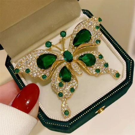 Broche Papillon Émeraude Élégante | Bijou Unique & Raffiné