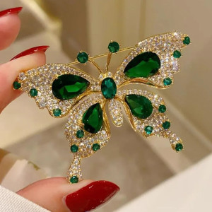 Broche Papillon Émeraude Élégante | Bijou Unique & Raffiné
