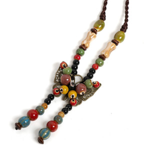 Boho Butterfly Necklace with Colorful Beads | Gift for Women