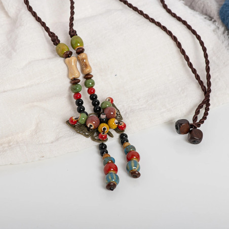 Boho Butterfly Necklace with Colorful Beads | Gift for Women