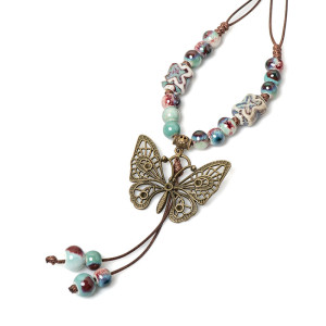 Elegant Boho Butterfly Necklace | Unique Handmade Gift for Women