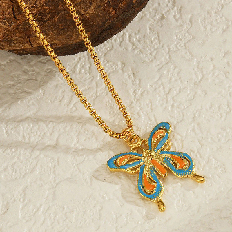 Cute Enamel Butterfly Necklace | Unique Gold Jewelry Gift