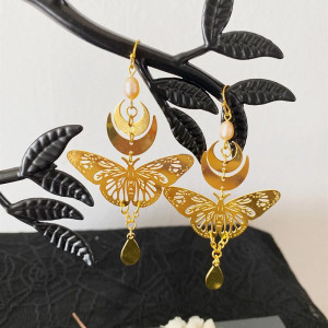Boucles d'Oreilles Papillon Lune Rayon Céleste | 1001abeilles
