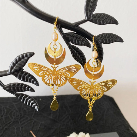 "Celestial Ray" Butterfly Moon Earrings | Unique Celestial Jewelry