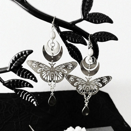 "Celestial Ray" Butterfly Moon Earrings | Unique Celestial Jewelry