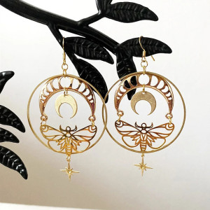 Boucles d'Oreilles Papillon Lune 'Danse Lunaire' | Bijou Céleste