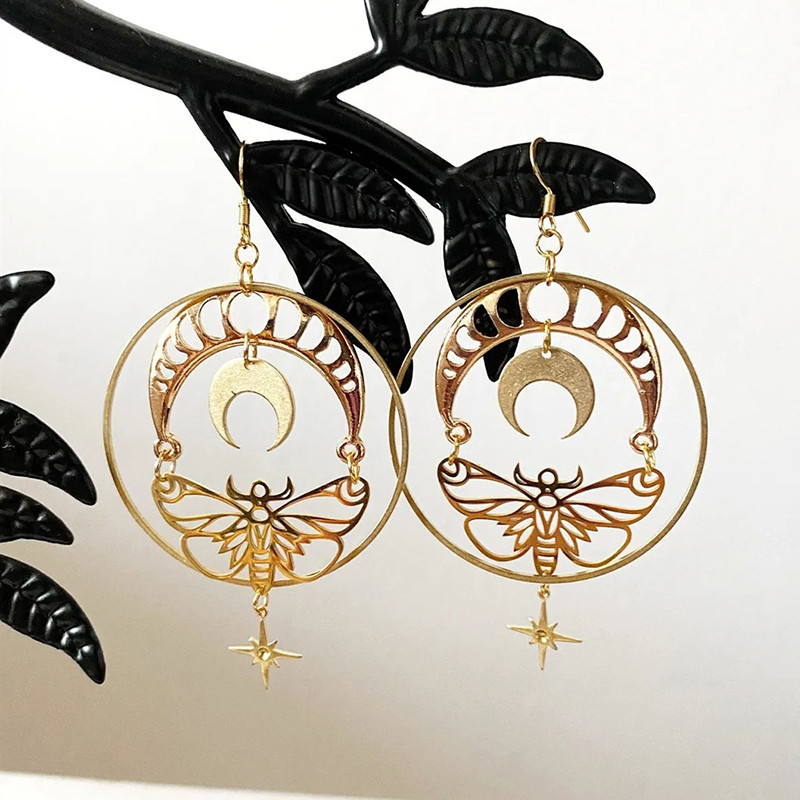 Boucles d'Oreilles Papillon Lune 'Danse Lunaire' | Bijou Céleste
