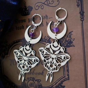Boucles d'Oreilles Papillon Lune Mystique | Bijou Céleste Femme