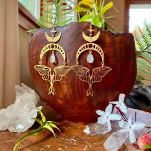 Boucles d'Oreilles Papillon Lune Dorée | Bijou Bohème Chic