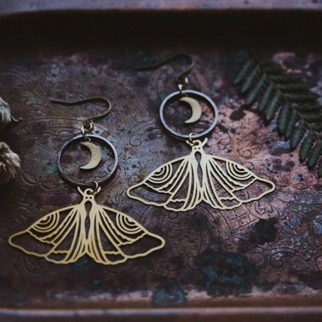 Boucles d'Oreilles Papillon Lune Céleste | Bijou Bohème Chic