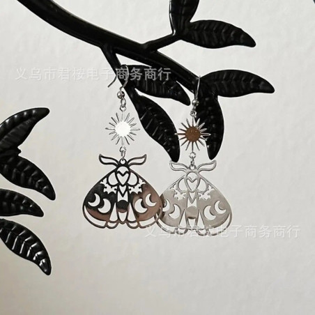 Boucles d'Oreilles Papillon Soleil & Lune | Bijou Céleste